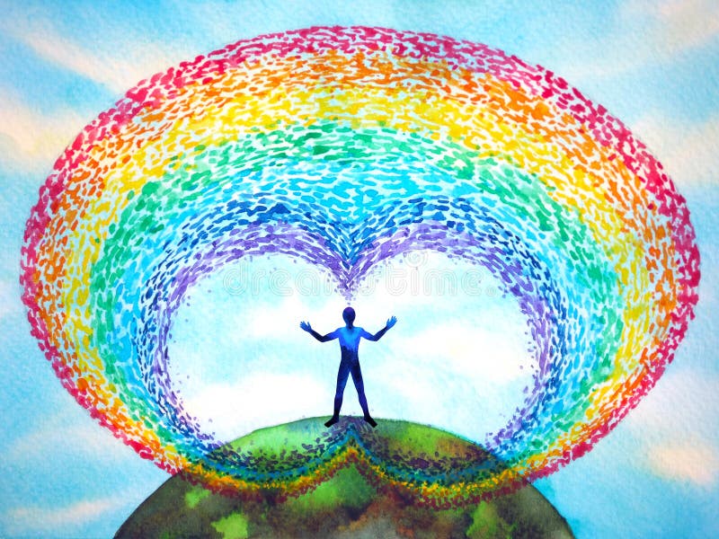 Human meditate mind mental health yoga chakra spiritual healing abstract energy meditation connect the universe power watercolor