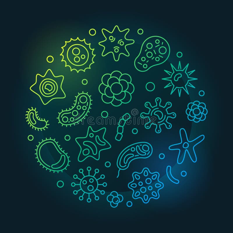 Human microbiota round vector colorful outline illustration