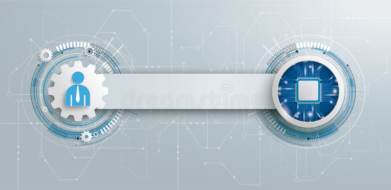Human Microchip Teamwork Circuit Board Banner royalty free illustration
