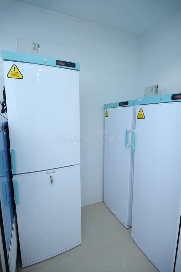 At the Human Milk Bank Laboratory. Freezer with Breast Milk Storage