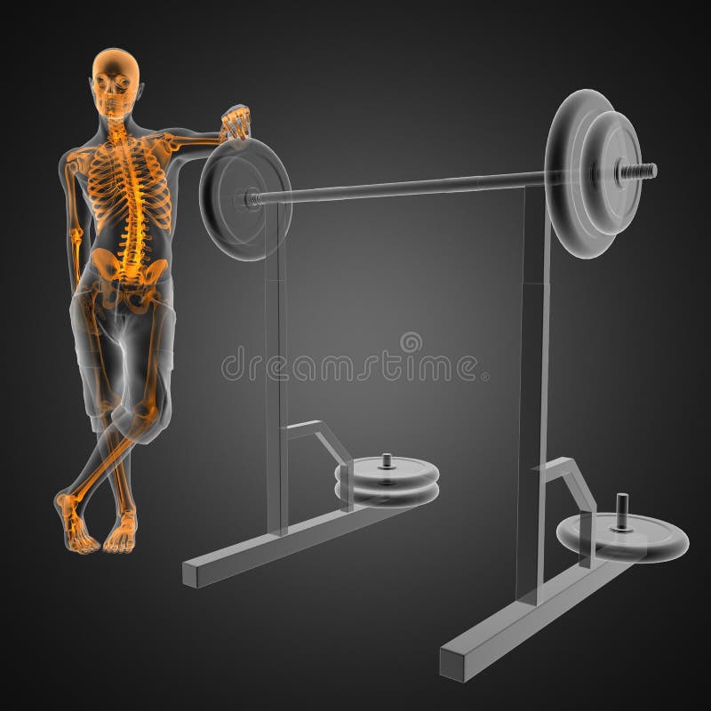 Human radiography scan in gym room stock illustration