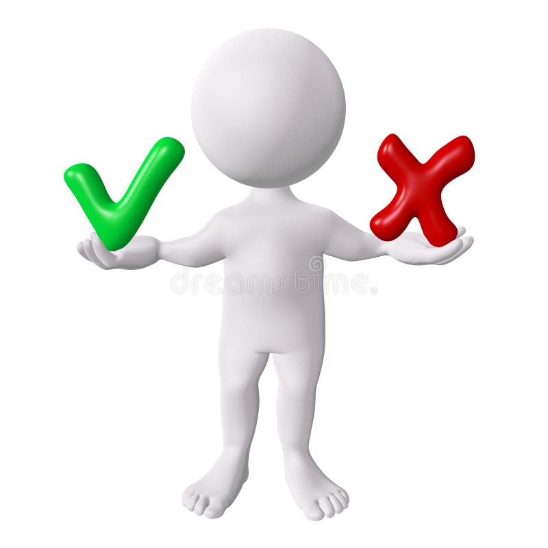 Human with red and green check marks stock illustration