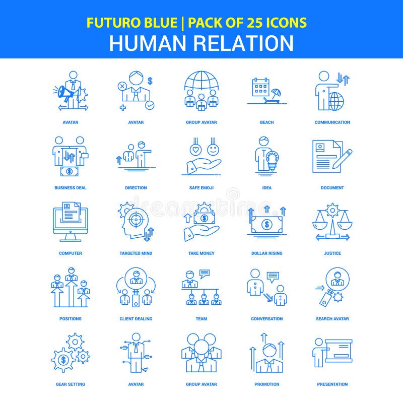 Human Relation Icons - Futuro Blue 25 Icon pack vector illustration Human Relation Icons - Futuro Blue 25 Icon pack vector illustration