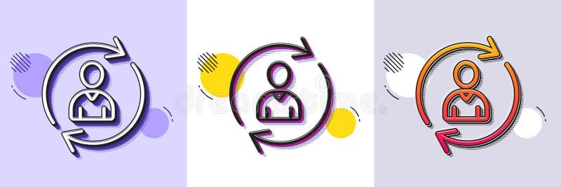 Human Resources line icon. User Profile sign. Halftone dotted pattern. Vector stock illustration