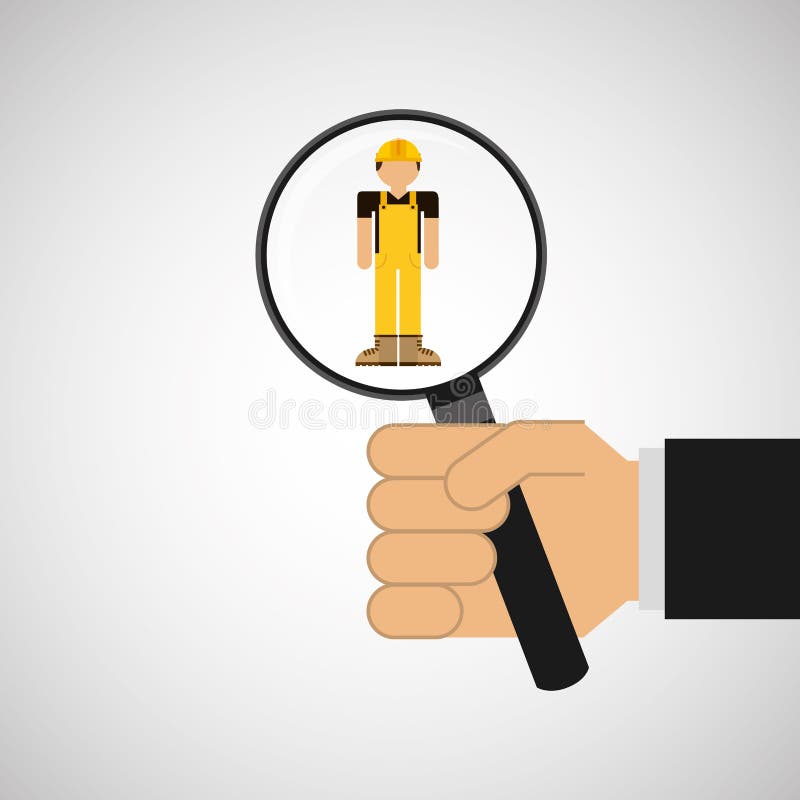 Human resources searching construction worker graphic royalty free illustration