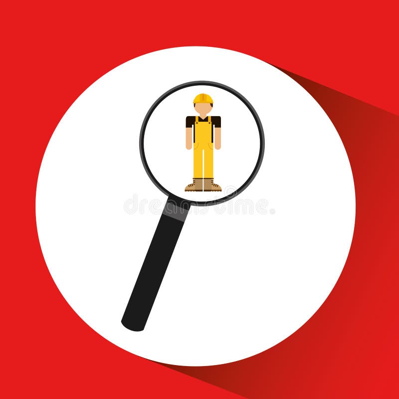 Human resources searching construction worker graphic vector illustration