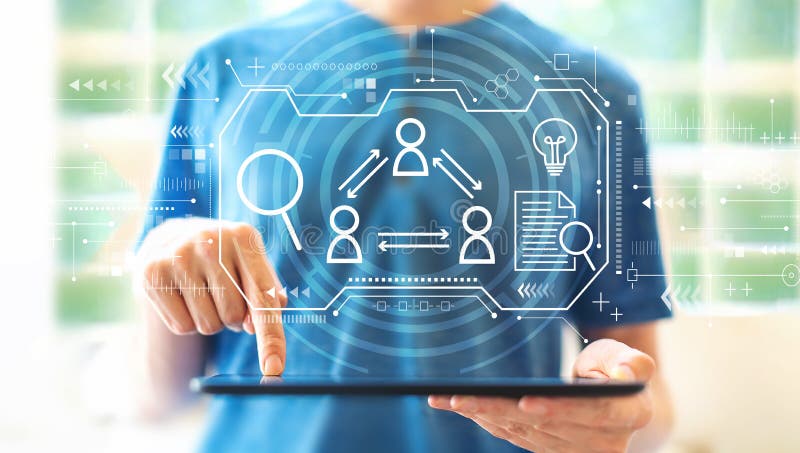 Human resources theme with man using a tablet royalty free stock image Human resources theme with man using a tablet royalty free stock image
