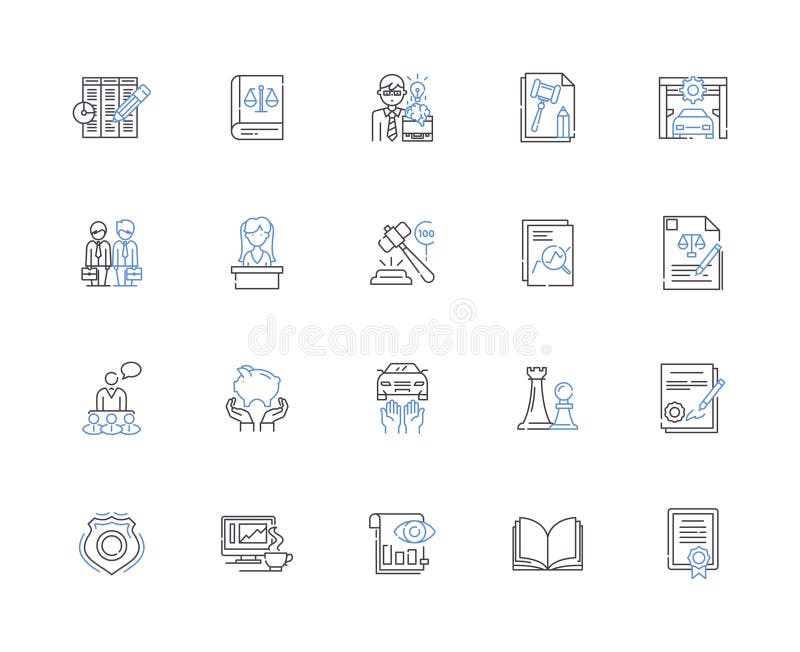 Human rights outline icons collection. Human, Rights, Equality, Dignity, Life, Liberty, Freedom vector and illustration royalty free illustration