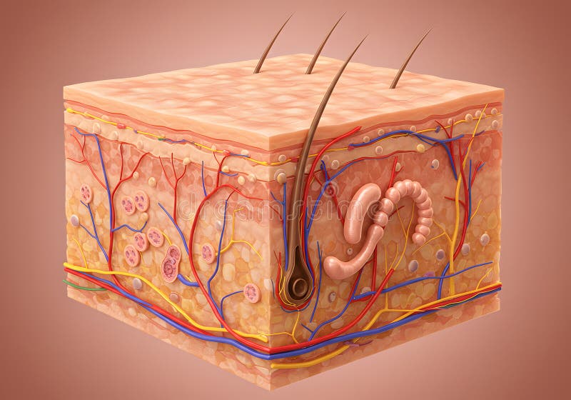 Human skin cross section diagram vector illustration