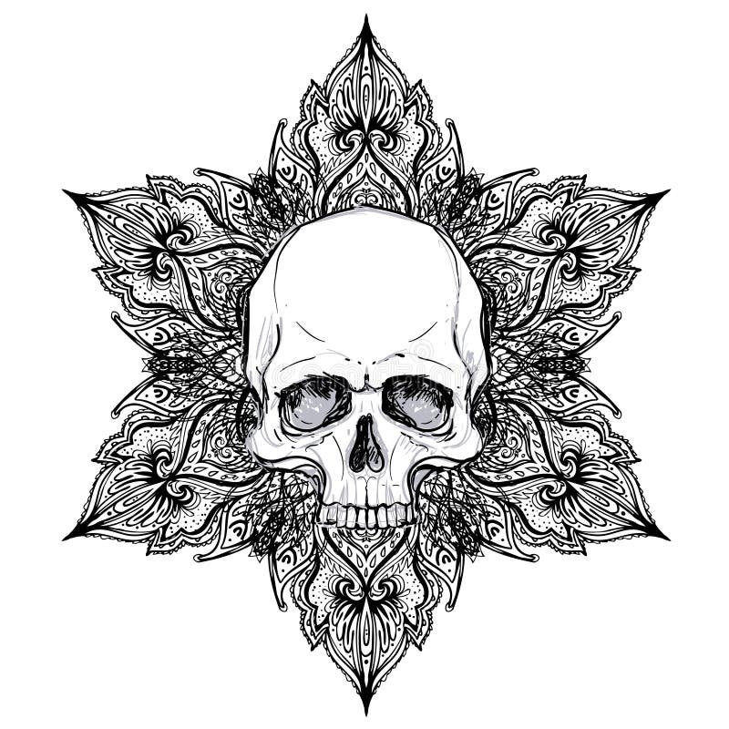 geometric tattoos  Dotwork skull with roses and geometry  commission