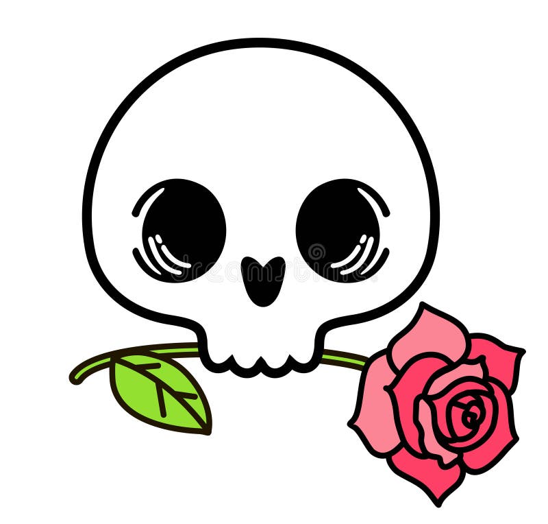 Human Skull with a Rose in the Teeth. Cut Human Skull Tattoo Concept ...