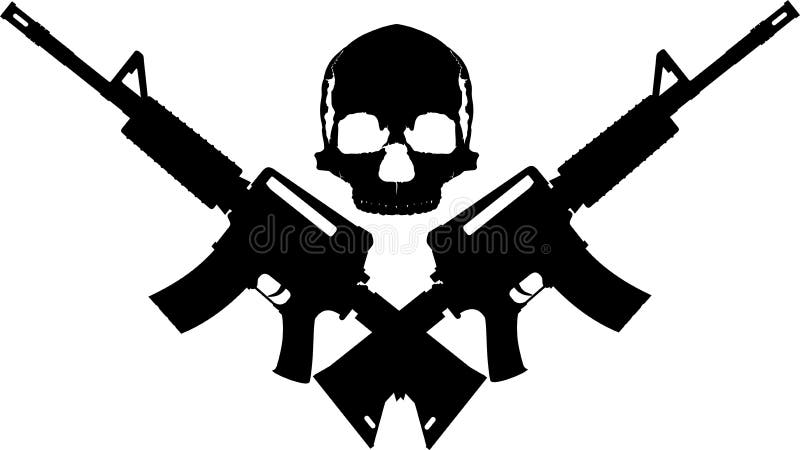 Two Crossed Assault Guns Stock Vector Illustration Of Grunge