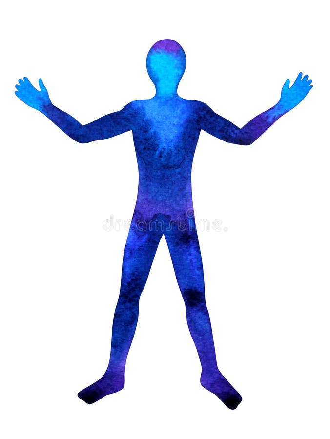 Human standing hand up power pose, abstract body watercolor painting stock illustration Human standing hand up power pose, abstract body watercolor painting stock illustration
