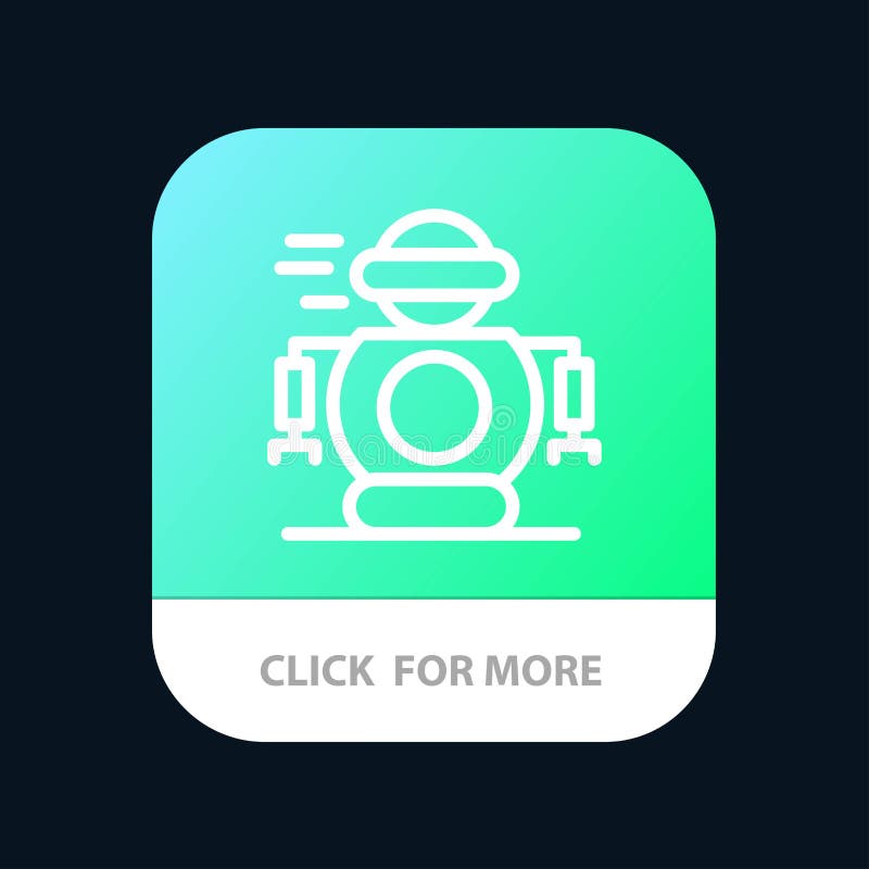 Human, Technology, Robotic, Robot Mobile App Button. Android and IOS Line Version stock illustration