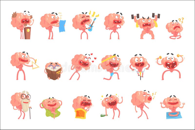 Humaniserade Brain Cartoon Character With Arms och f?r f?r livplatser och sinnesr?relser f?r ben rolig upps?ttning av illustratio royaltyfri illustrationer Humaniserade Brain Cartoon Character With Arms och f?r f?r livplatser och sinnesr?relser f?r ben rolig upps?ttning av illustratio royaltyfri illustrationer