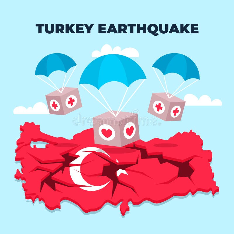 Humanitarian Aid on Turkey Earthquake Map Stock Vector Illustration