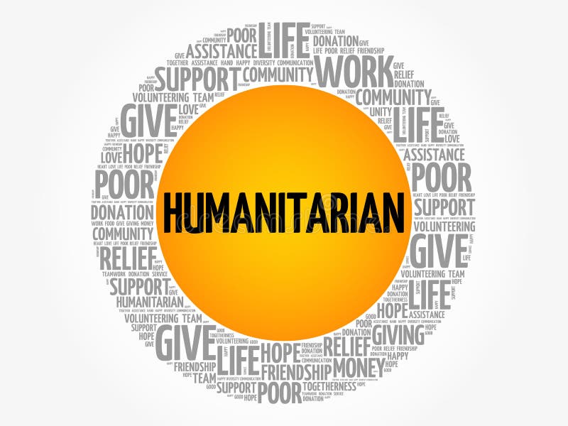 Humanitarian Word Written On Wood Block. Humanitarian Text On Table