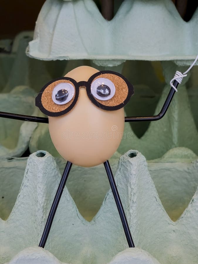 A Humanized Egg, with Eyes and Glasses. Stock Photo Image of design