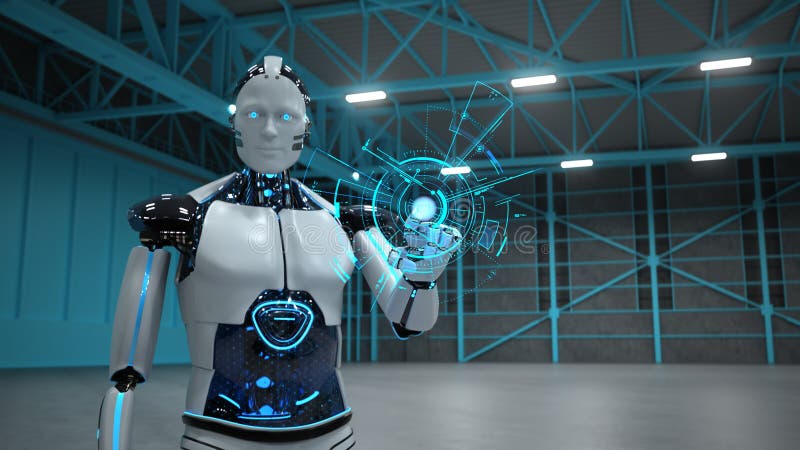 Humanoid Robot Hangar Click Stock Photo - Image of futuristic, tech ...