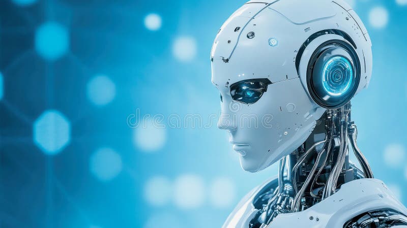 Humanoid robot showcasing advanced technology and design features stock photos