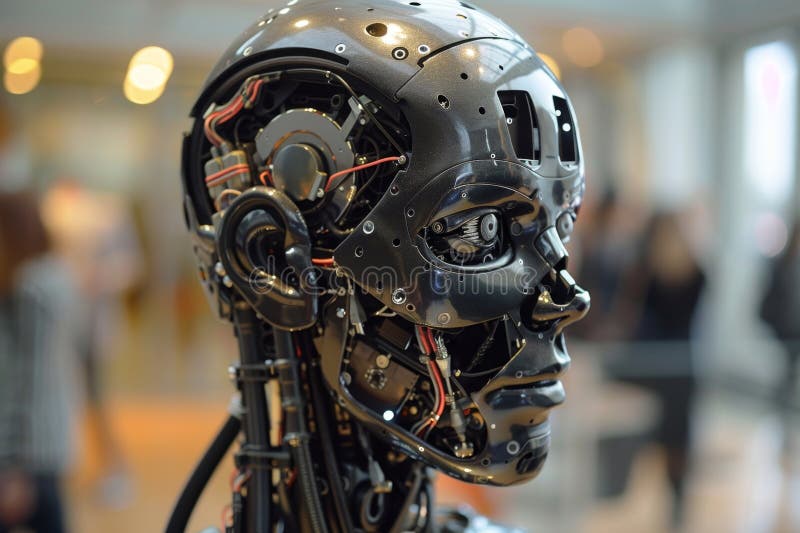 A humanoid robot in a working atmosphere royalty free stock photos