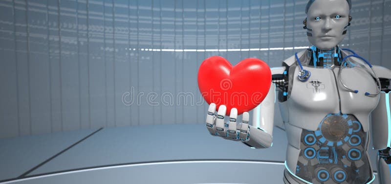 Humanoid Roboter-Herz-Kardiologe stock abbildung