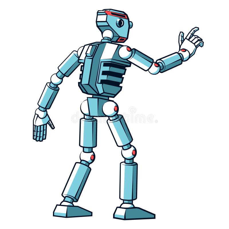 Humanoidalny robot naciska coś palcem ilustracji