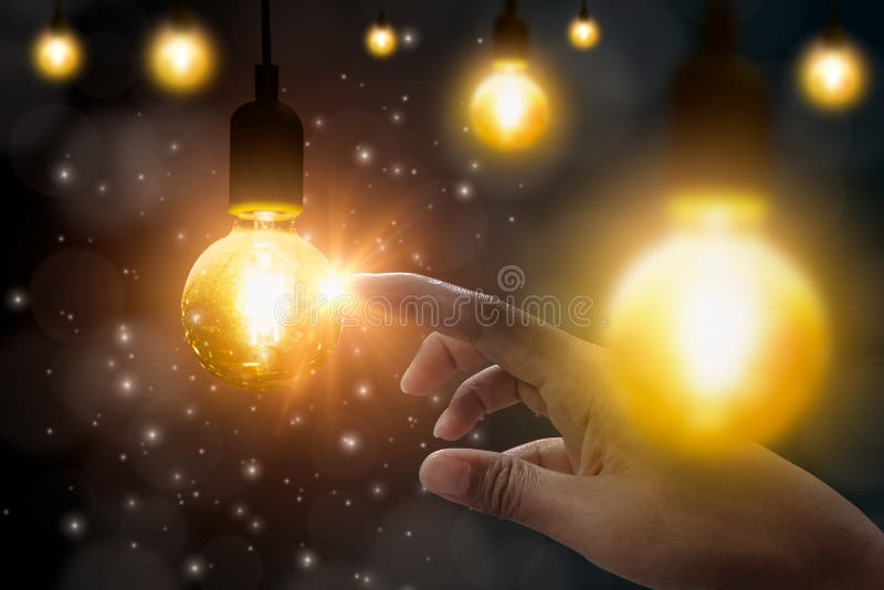 Finger touch light bulb stock image. Image of nature 22466147