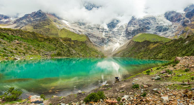 Humantay lake in Peru on Salcantay mountain in the Andes royalty free stock photography Humantay lake in Peru on Salcantay mountain in the Andes royalty free stock photography
