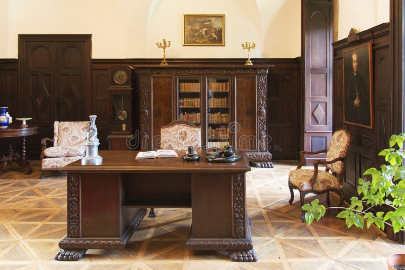 Antique Office with Carved Wood Furniture from the 18th Century. Editorial  Stock Image - Image of building, ornate: 195267224