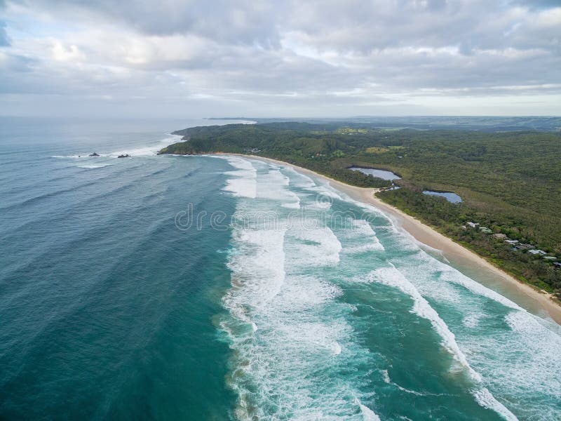 Moody sky over ocean coastline at Byron Bay, New South Wales, Australia. Moody sky over ocean coastline at Byron Bay, New South Wales, Australia