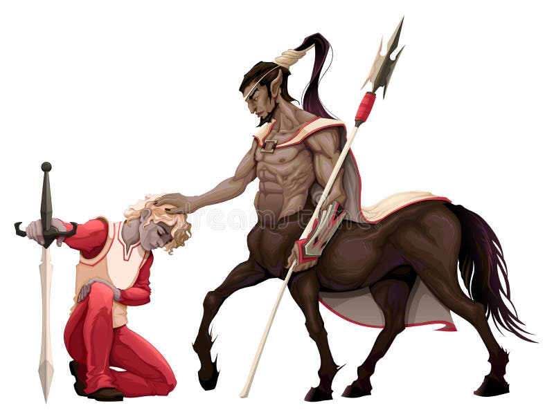 Humility. The prince with the centaur. Vector illustration, objects. Humility. The prince with the centaur. Vector illustration, objects.