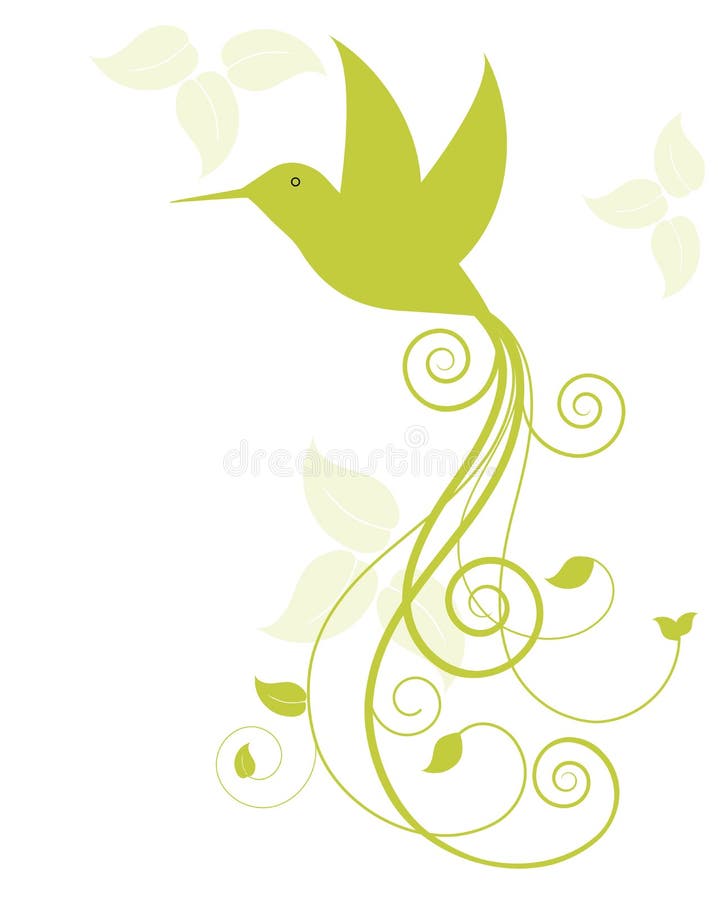 Elegantní kolibřík s copyspace (kusů ve vektoru pro změny) listy stromu za sebou.