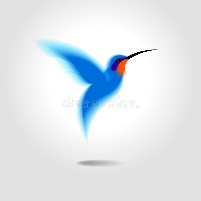 Ikona štylizovaný modrý vták kolibrík.