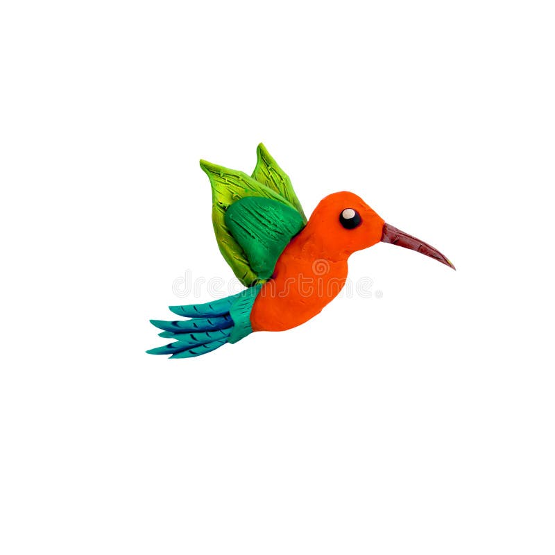 Hummingbird plasteliny rzeźby 3D ptak odizolowywający na białym tle zdjęcia royalty free Hummingbird plasteliny rzeźby 3D ptak odizolowywający na białym tle zdjęcia royalty free