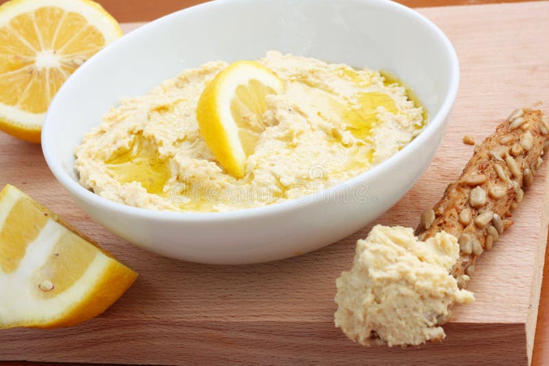 Hummus and bread sticks stock image. Image of health 23991075