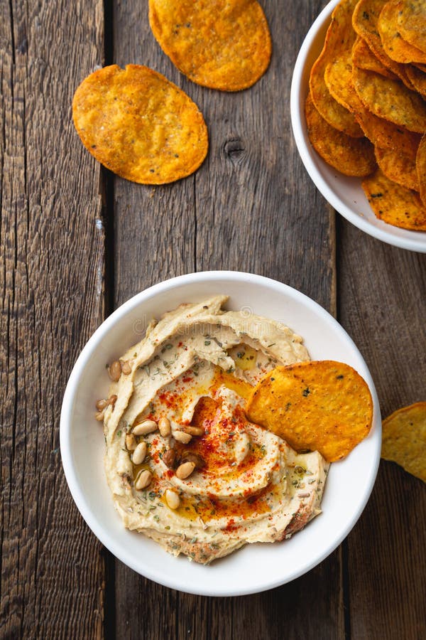 Hummus and Crunchy Corn Chips Stock Photo Image of crunchy, healthy