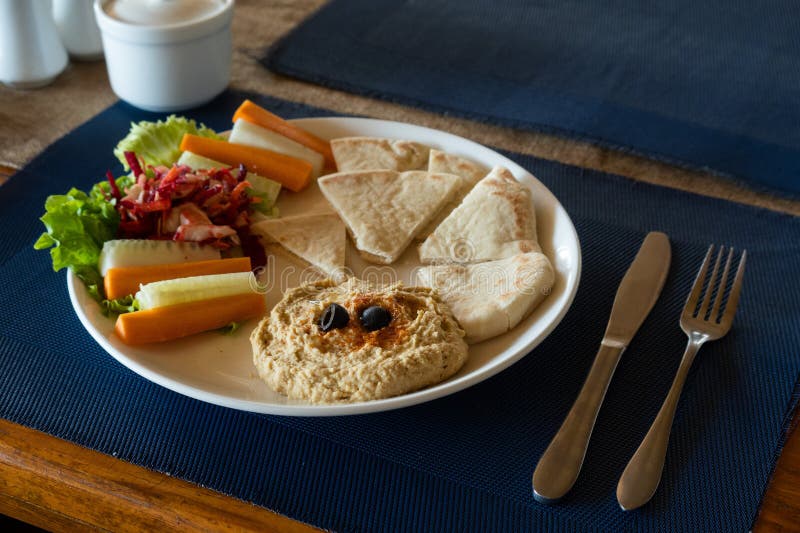 Hummus and pita bread stock photo. Image of health, carrot 297771274