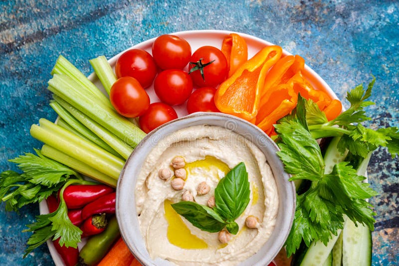Hummus Platter With Assorted Snacks. Stock Image Image of meal