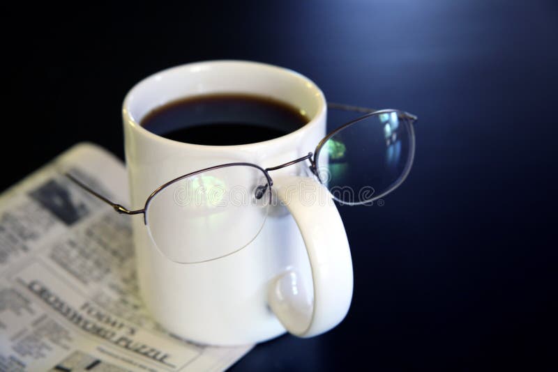 Coffee Humor - Cup Filled with Coffee Beans Wearing Glasses. Coffee Humor - Cup Filled with Coffee Beans Wearing Glasses