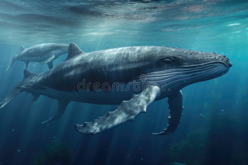 Humpback whales working together in a team vector illustration