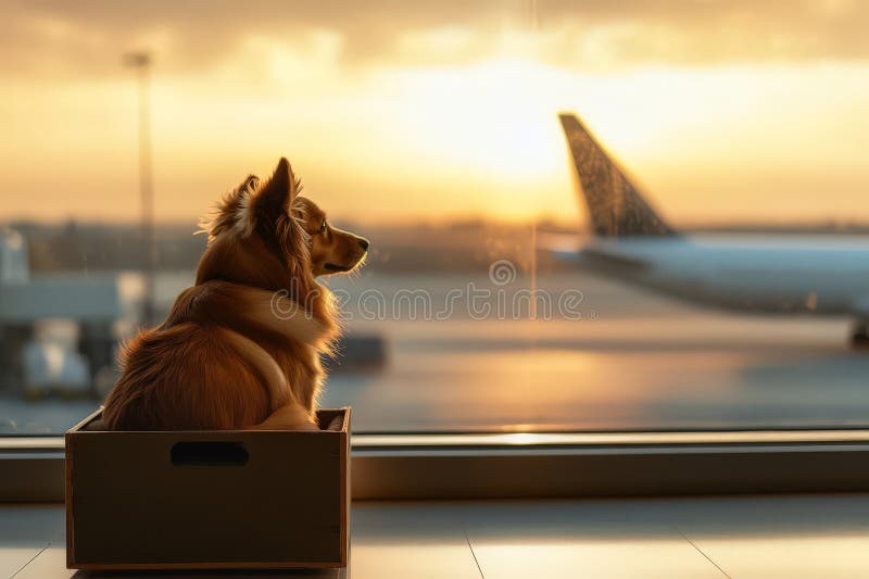 Hund im Wartegebiet am Flughafen vektor abbildung