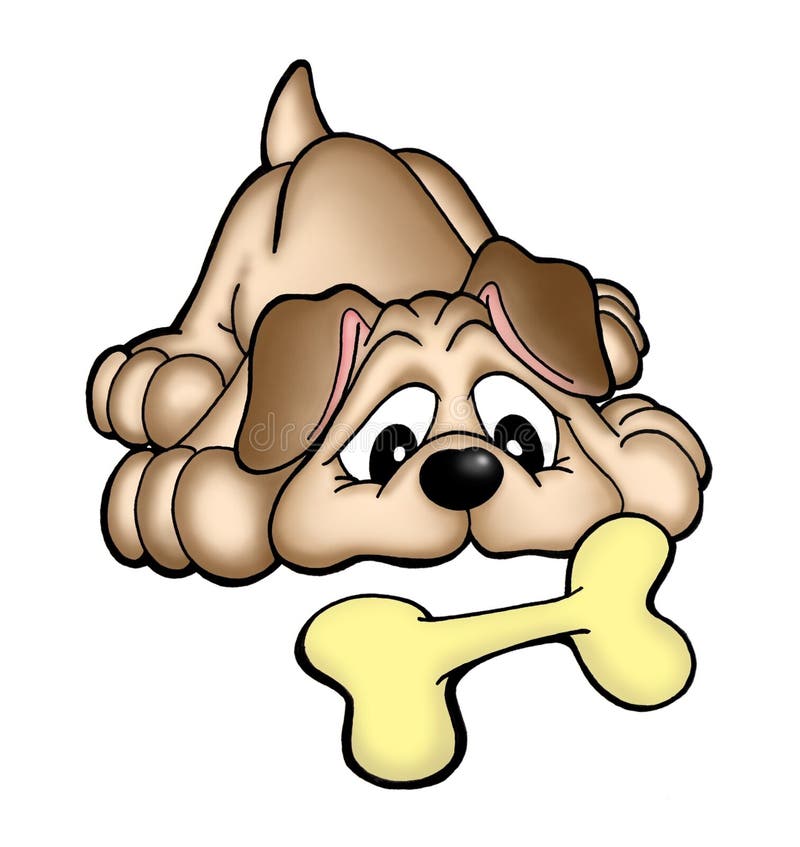 Netter Hund Schaut Auf Dem Knochen Vektor Abbildung Illustration von