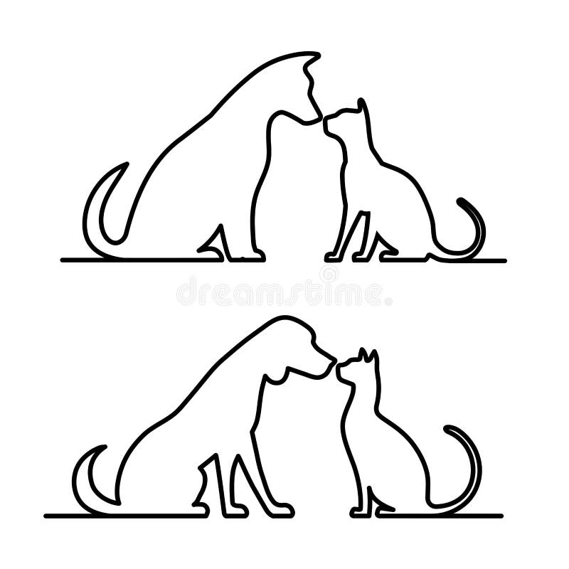 Hund och katt silhouette royaltyfri illustrationer Hund och katt silhouette royaltyfri illustrationer