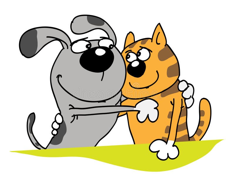 Hund und Katze vektor abbildung. Illustration von freunde 10373996