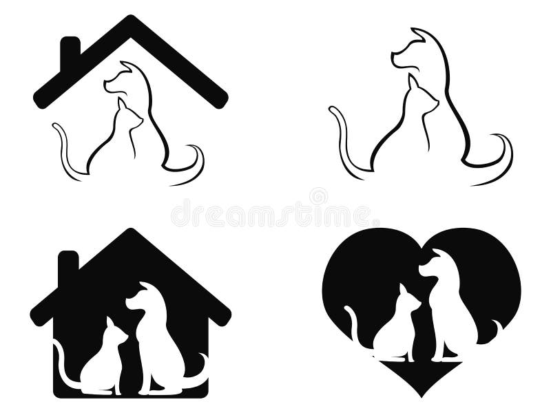 Isolated dog and cat pet caring symbol from white background. Isolated dog and cat pet caring symbol from white background