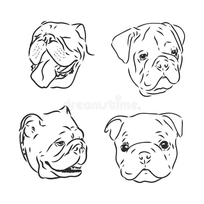 Hunde Zeichen Doodle Aufkleber English Bulldog. Lustige Tiere