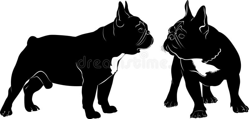 Hundebulldogge Verfolgen Sie schwarzen Schattenbildvektor der Bulldogge auf weißem Hintergrund lizenzfreie abbildung Hundebulldogge Verfolgen Sie schwarzen Schattenbildvektor der Bulldogge auf weißem Hintergrund lizenzfreie abbildung