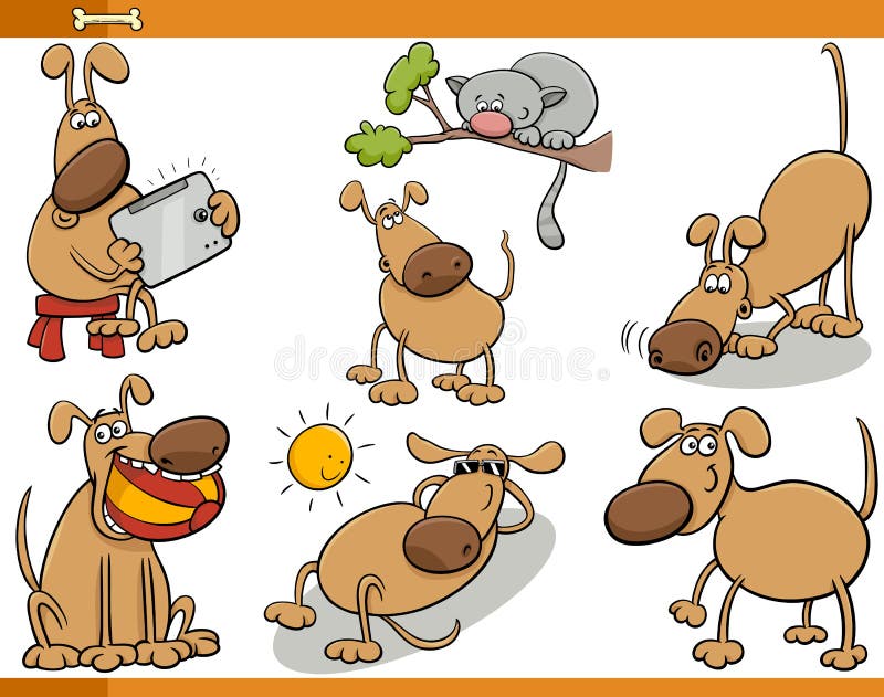 Hundecharakter-Karikatursatz lizenzfreie abbildung Hundecharakter-Karikatursatz lizenzfreie abbildung