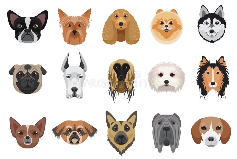Hundekarikatur geht Gesicht Emoticons-Vektorsatz voran stock abbildung Hundekarikatur geht Gesicht Emoticons-Vektorsatz voran stock abbildung